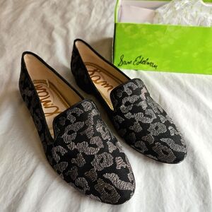 Sam Edelman sz 8 Jordy Loafer Metallic Blsck Leopard Mesh Slip On